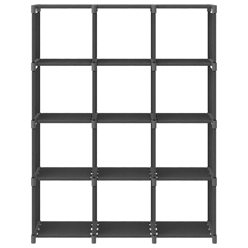 Police za izlaganje s 12 kocki od tkanine 103x30x141 cm sive