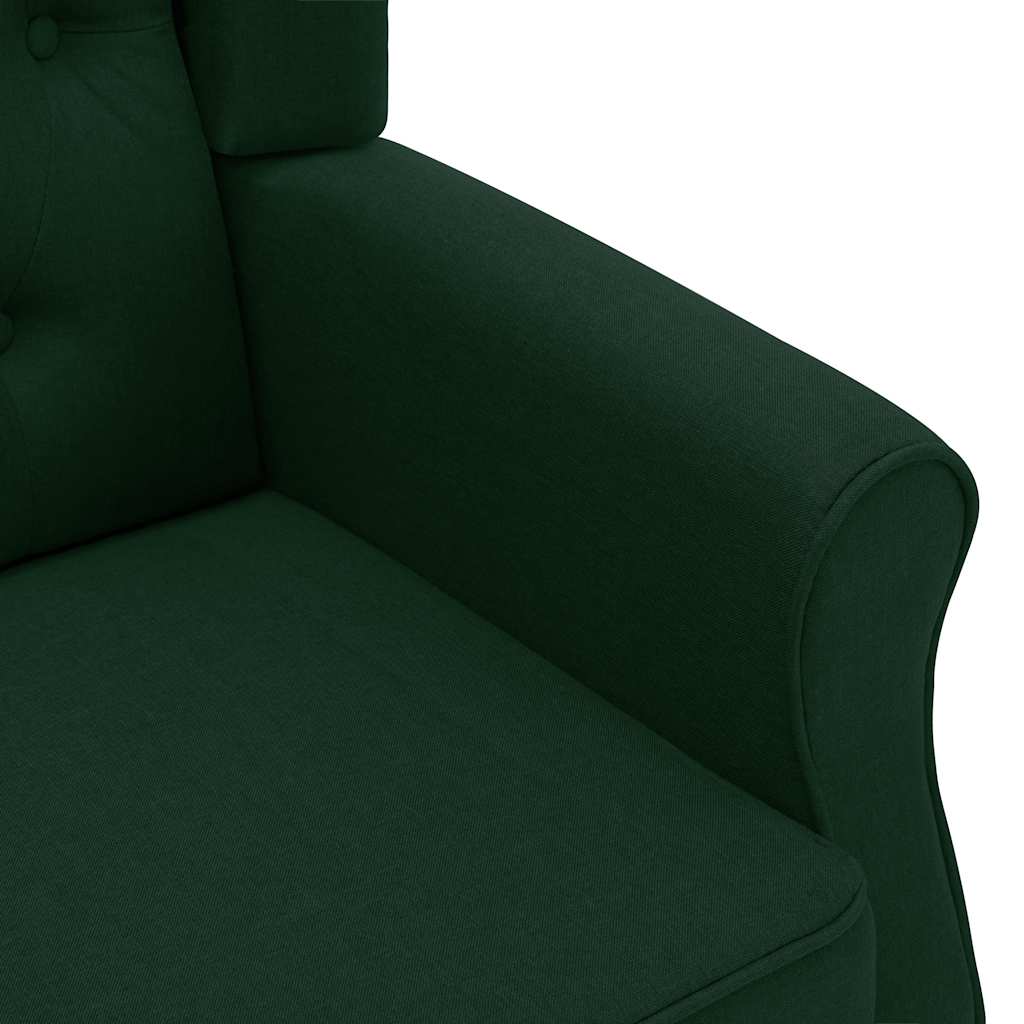 Masažna fotelja od tkanine s tabureom tamnozelena