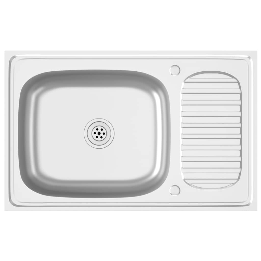 Kuhinjski sudoper s cjedilom srebrni 800 x 500 x 155 mm čelični