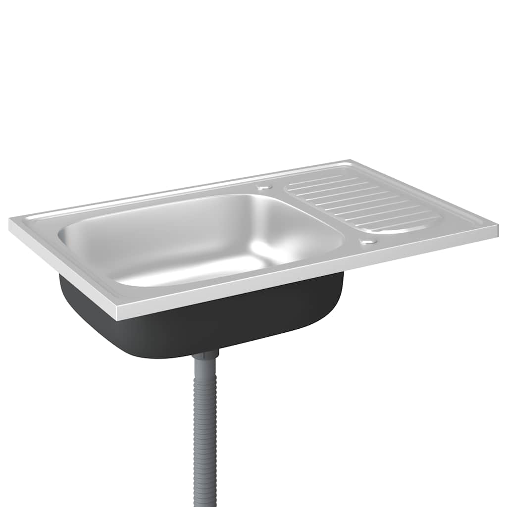 Kuhinjski sudoper s cjedilom srebrni 800 x 500 x 155 mm čelični