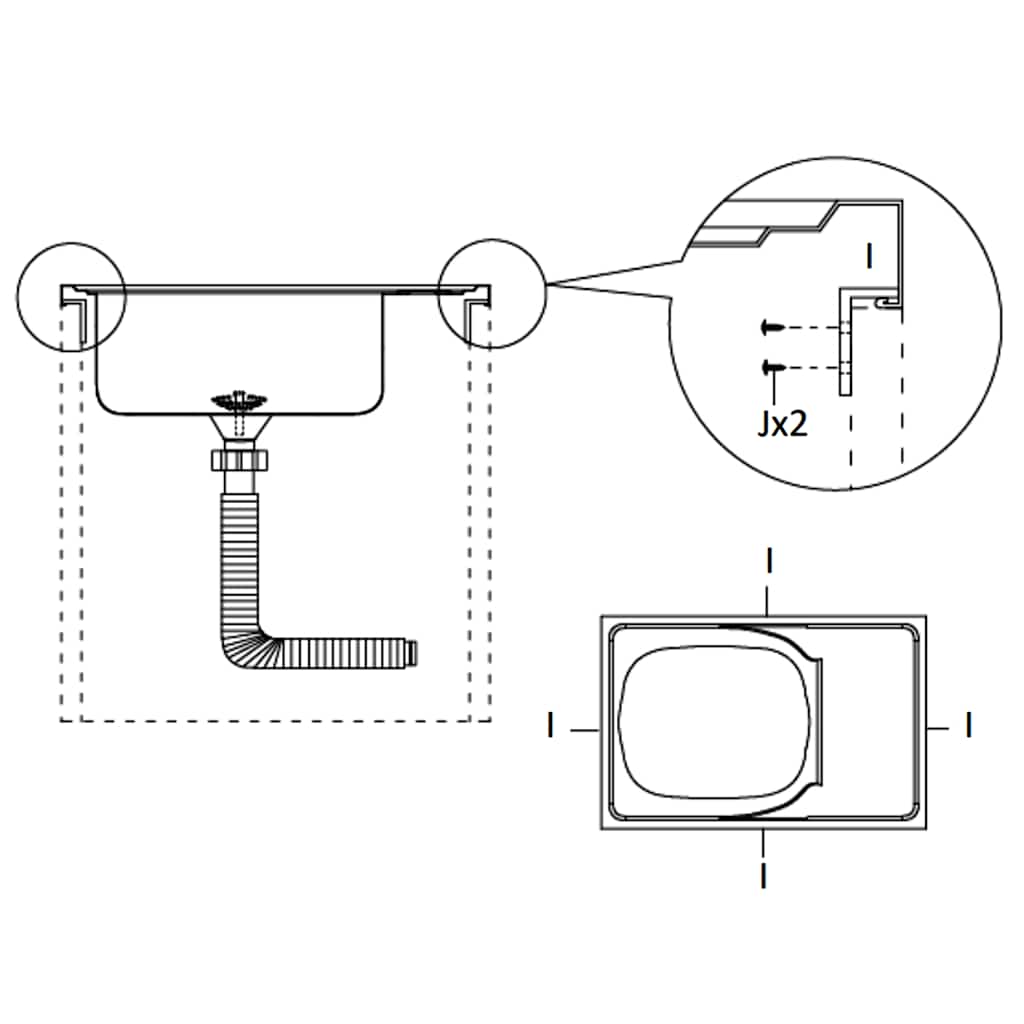 Kuhinjski sudoper s cjedilom srebrni 800 x 500 x 155 mm čelični