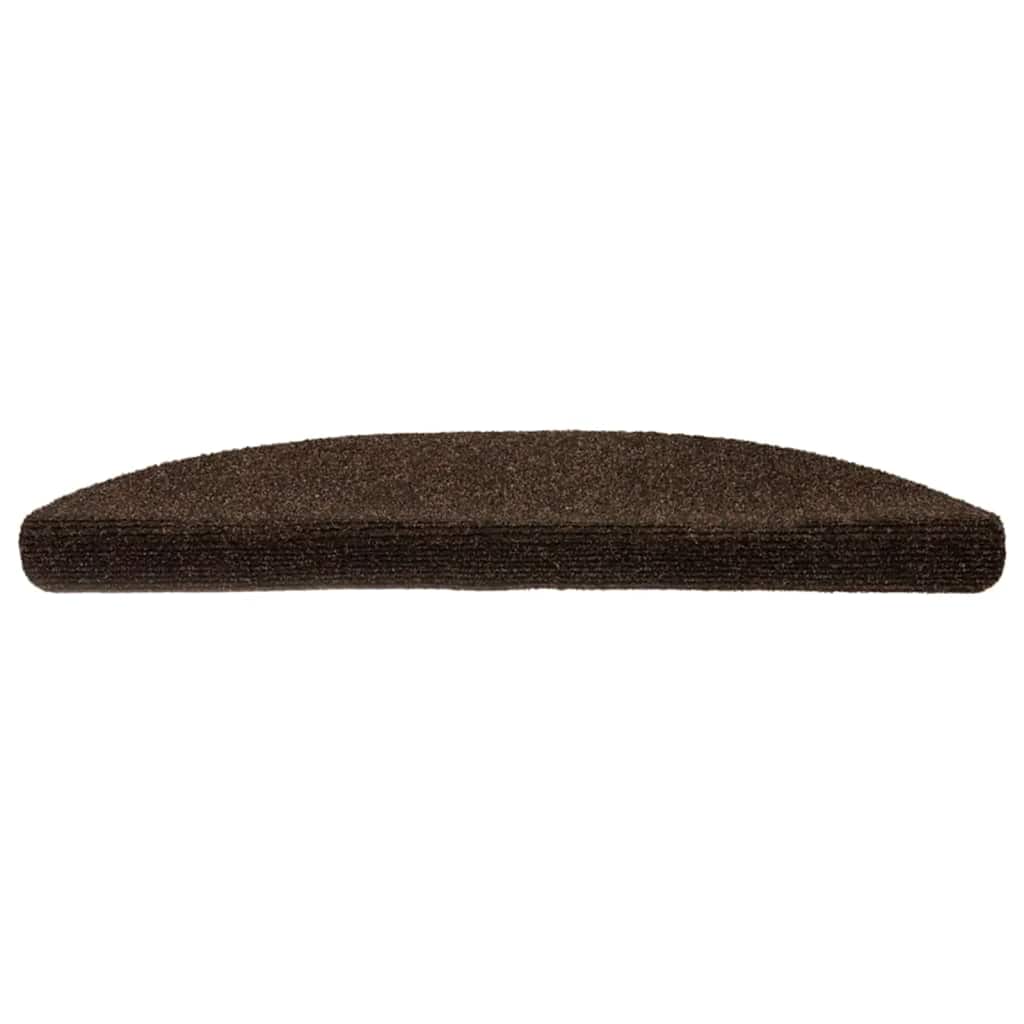 Prostirke za stepenice, samoljepljive, 15 kom, 56x17x3 cm, smeđe, poluokrugle