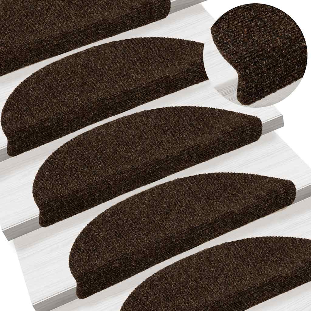 Prostirke za stepenice, samoljepljive, 15 kom, 56x17x3 cm, smeđe, poluokrugle