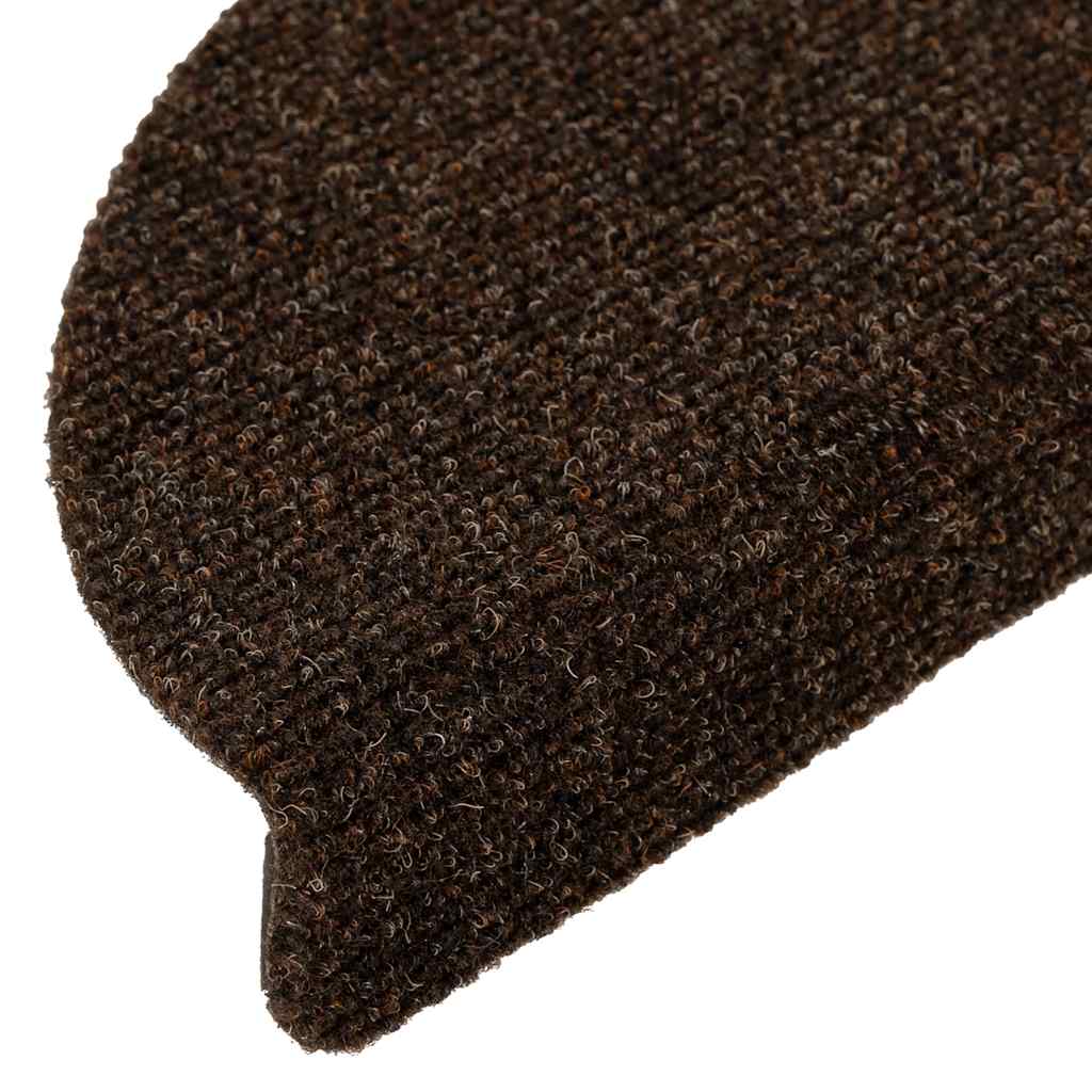 Prostirke za stepenice, samoljepljive, 15 kom, 56x17x3 cm, smeđe, poluokrugle