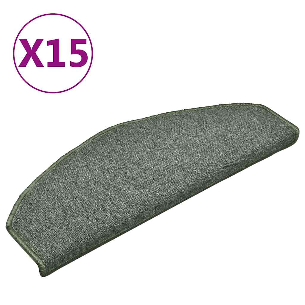 Prostirke za stepenice 15 kom 65x24x4 cm tamnozelene poluokrugle velike