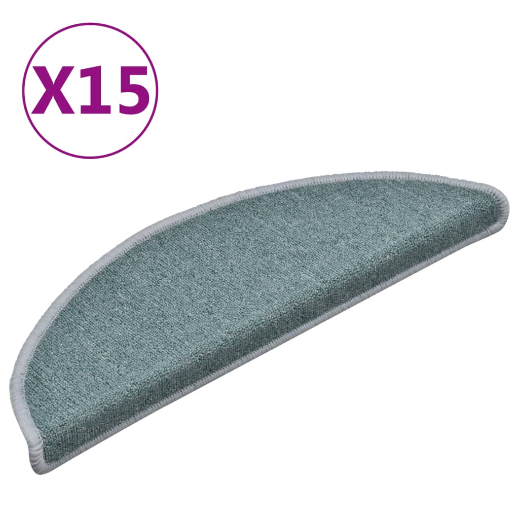 Prostirke za stepenice 15 kom 56x17x3 cm morsko plave poluokrugle