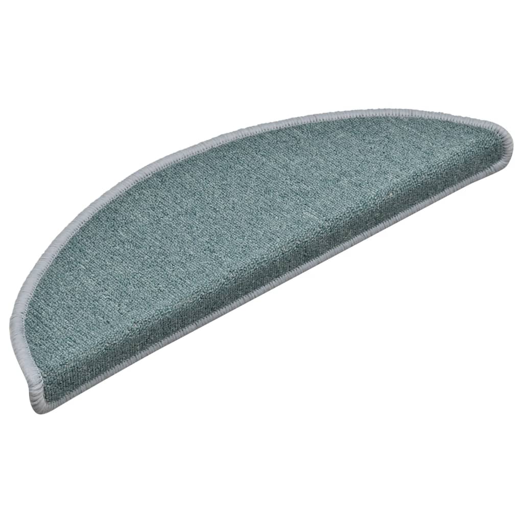 Prostirke za stepenice 15 kom 56x17x3 cm morsko plave poluokrugle