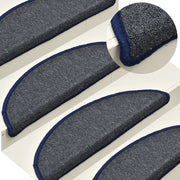 Prostirke za stepenice 15 kom 56x17x3 cm tamno sive i plave poluokrugle