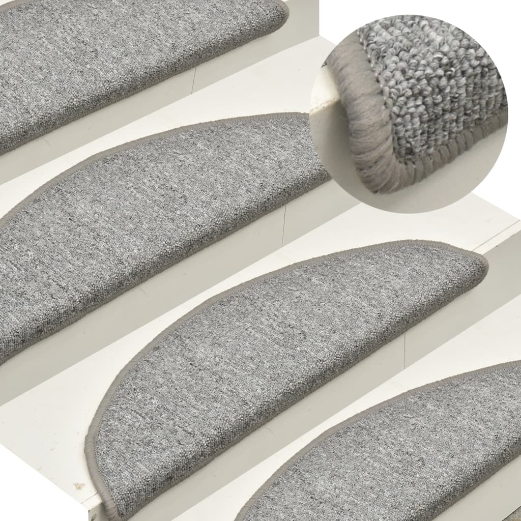 Prostirke za stepenice 15 kom 56x17x3 cm svijetlo sive poluokrugle