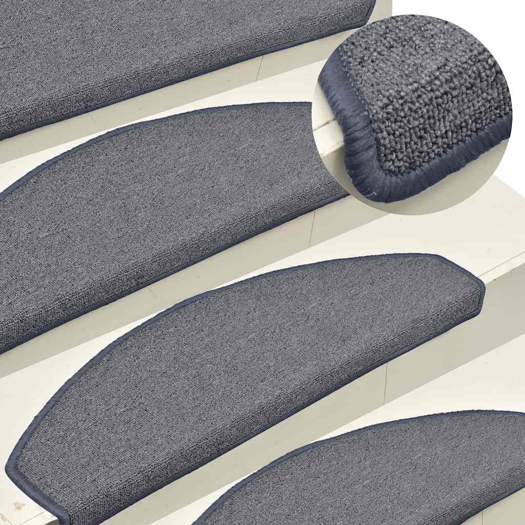 Prostirke za stepenice 15 kom 65x24x4 cm svijetlo sive i plave poluokrugle velike