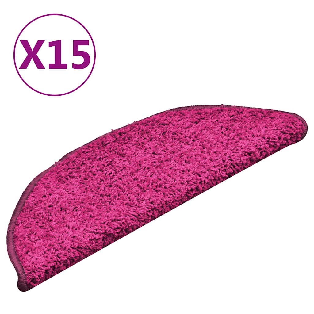 Prostirke za stepenice 15 kom 56x17x3 cm ružičaste poluokrugle