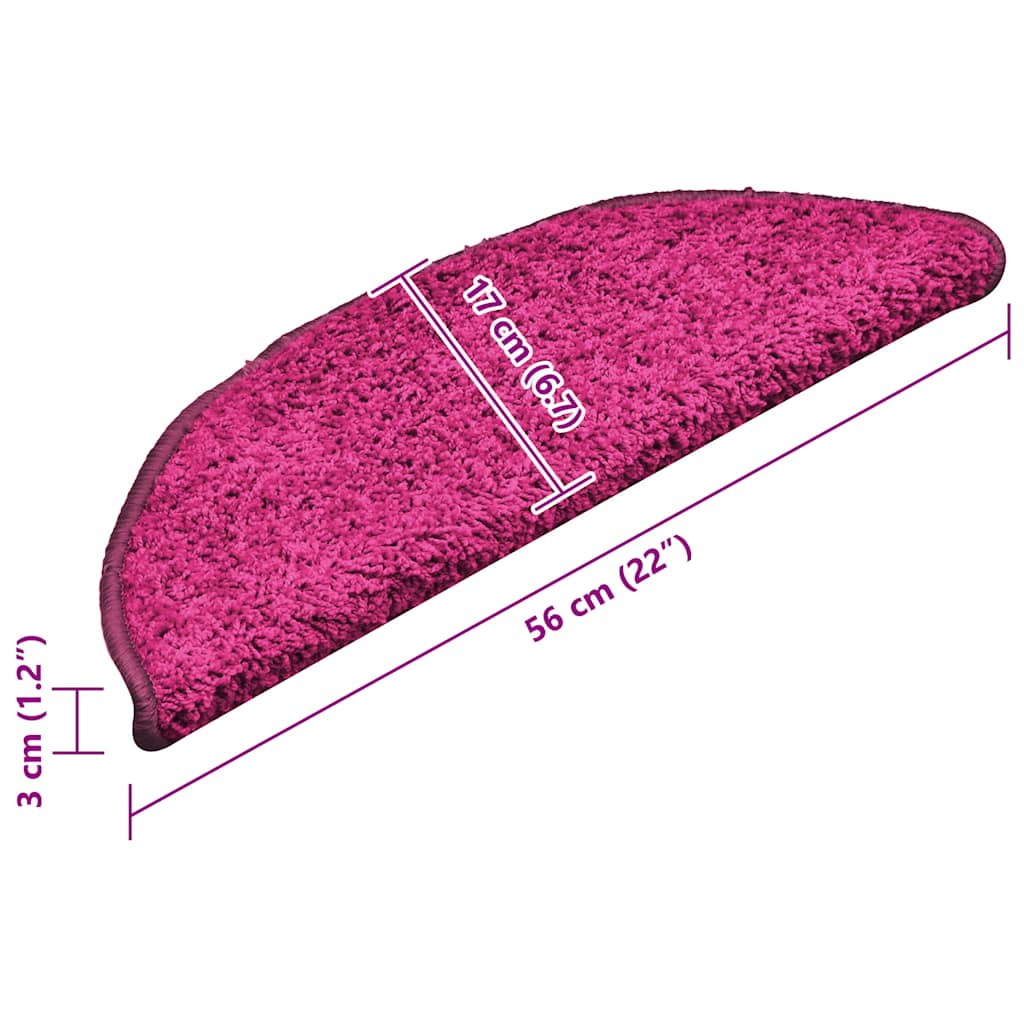 Prostirke za stepenice 15 kom 56x17x3 cm ružičaste poluokrugle