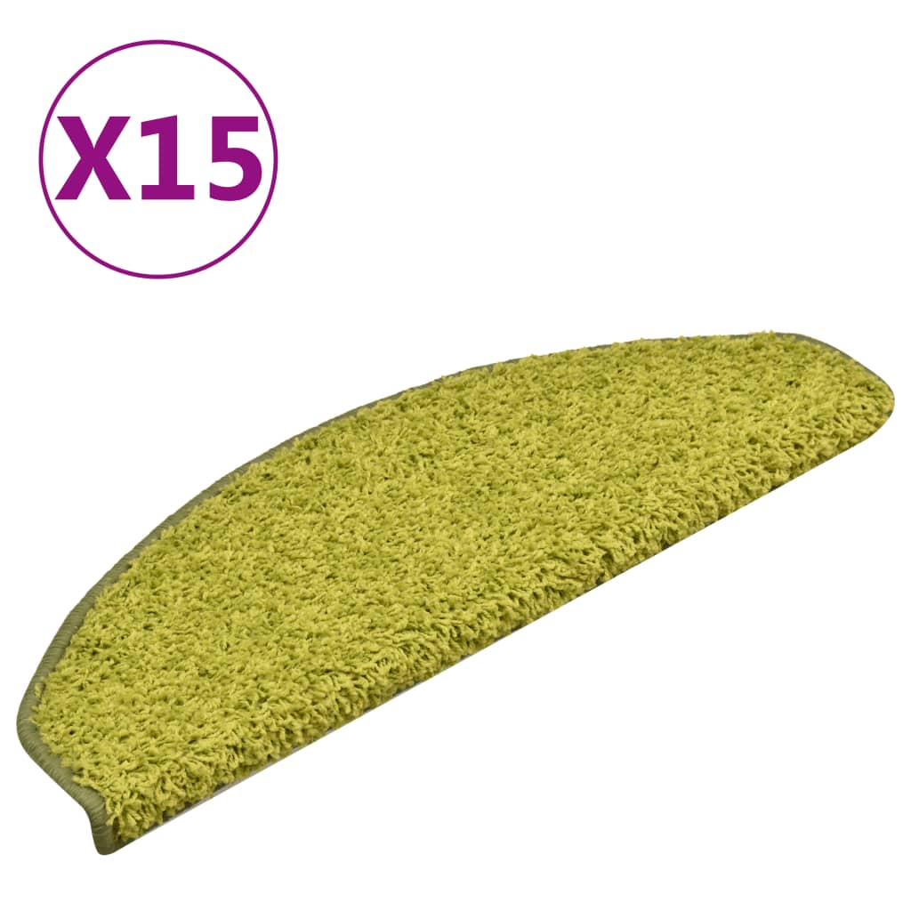 Prostirke za stepenice 15 kom 65x21x4 cm Zelene poluokrugle velike