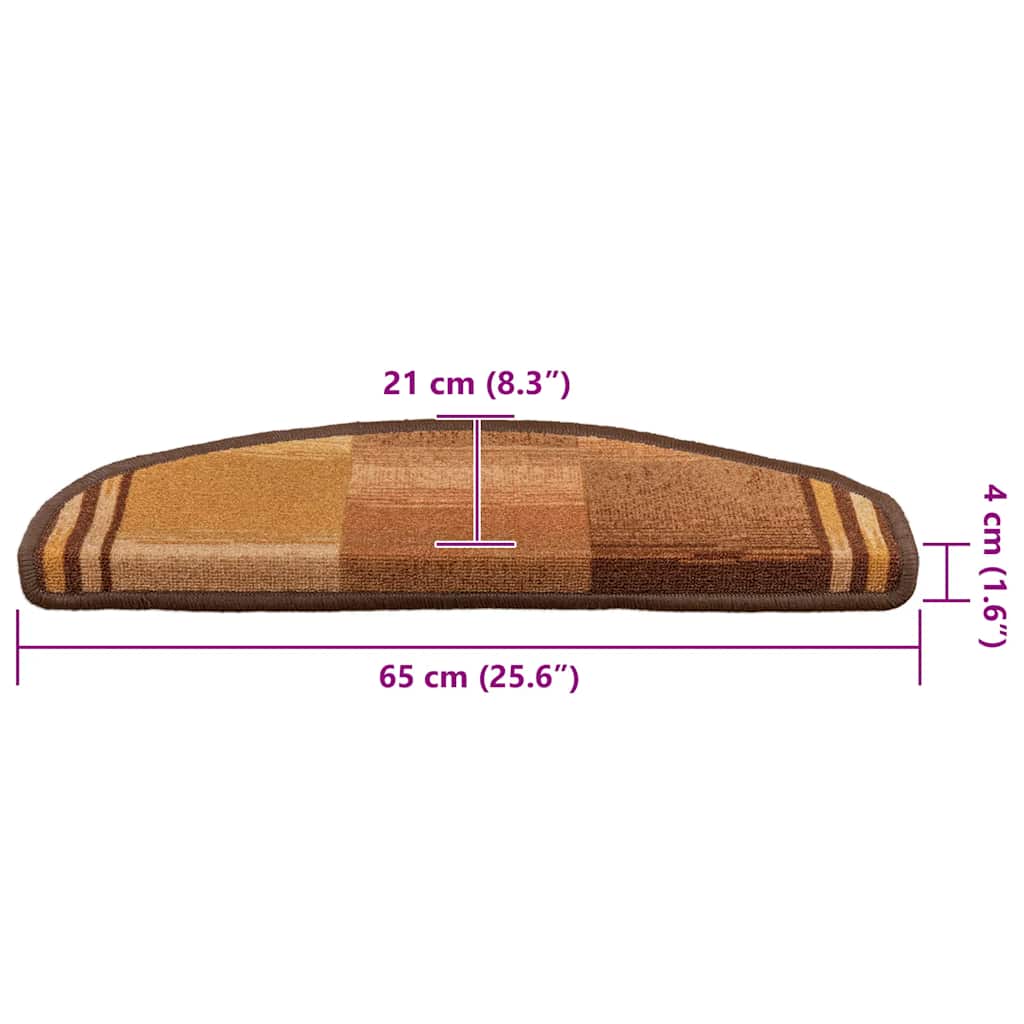 Samoljepljivi otirači za stepenice 15 kom smeđi 65 x 21 x 4 cm