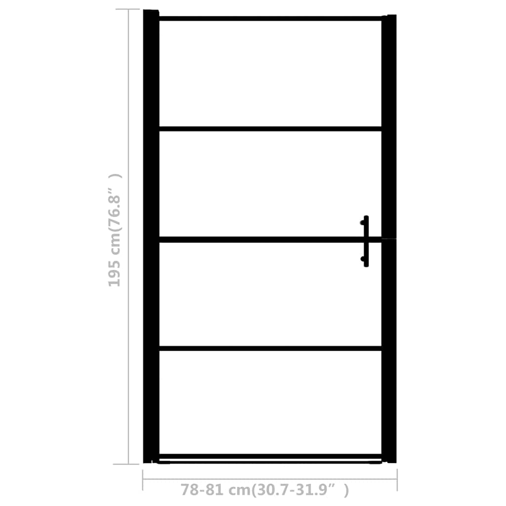 Vrata za tuš od mutnog kaljenog stakla 81 x 195 cm crna