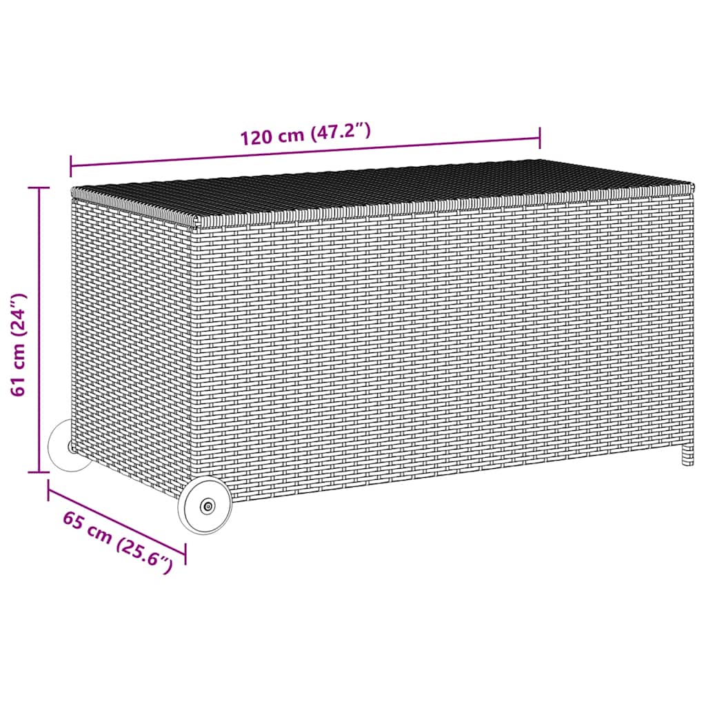 Vrtna kutija za pohranu crna 120 x 65 x 61 cm od poliratana