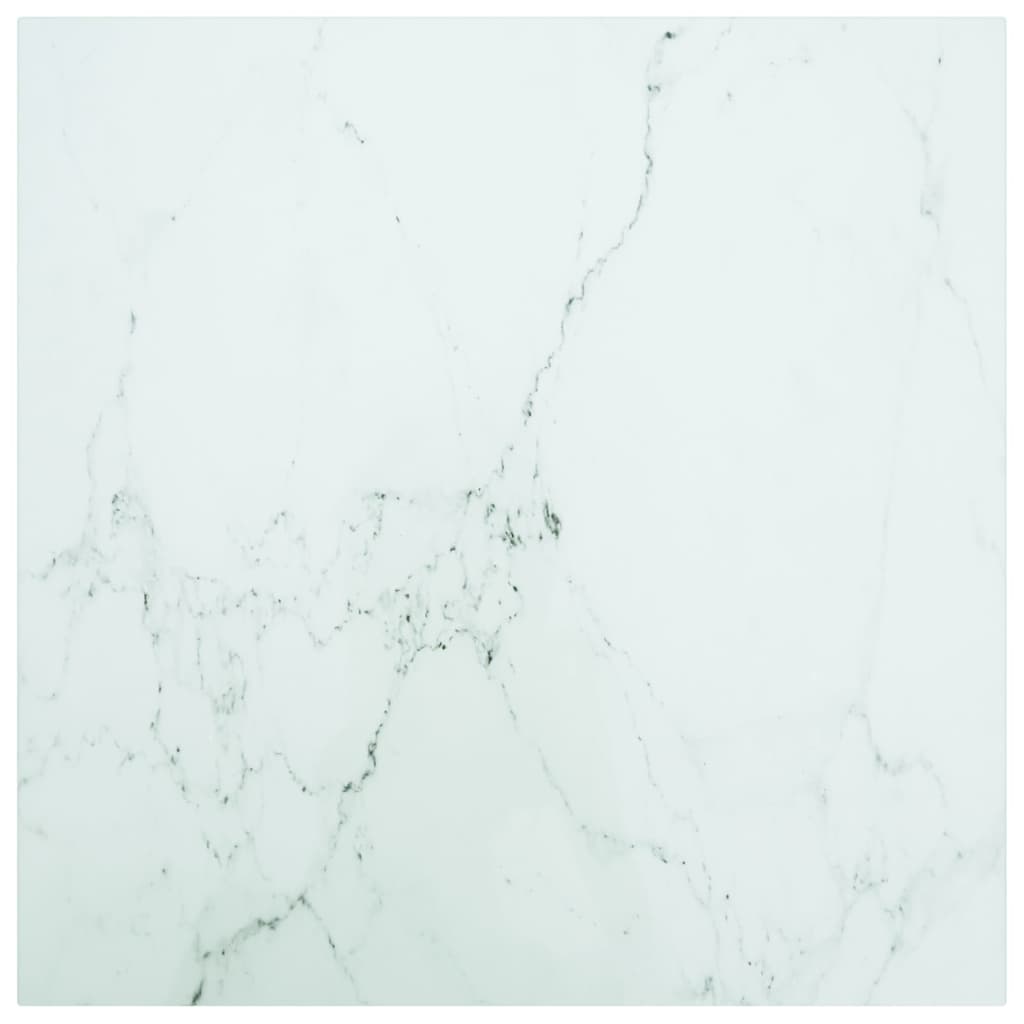 Stolna ploča bijela 60x60 cm 6 mm staklena s mramornim uzorkom