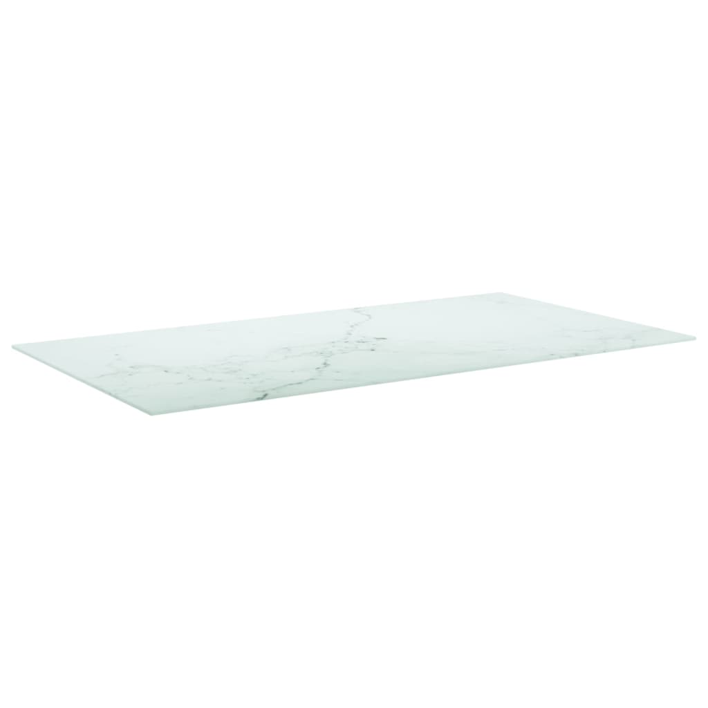 Stolna ploča bijela 120x65 cm 8 mm staklena s mramornim uzorkom