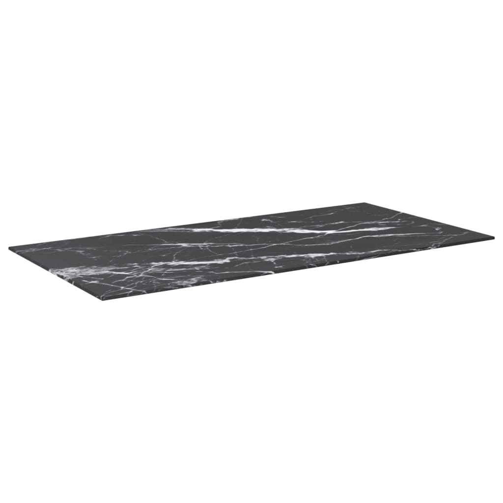 Stolna ploča crna 100 x 50 cm 6 mm staklena s mramornim uzorkom