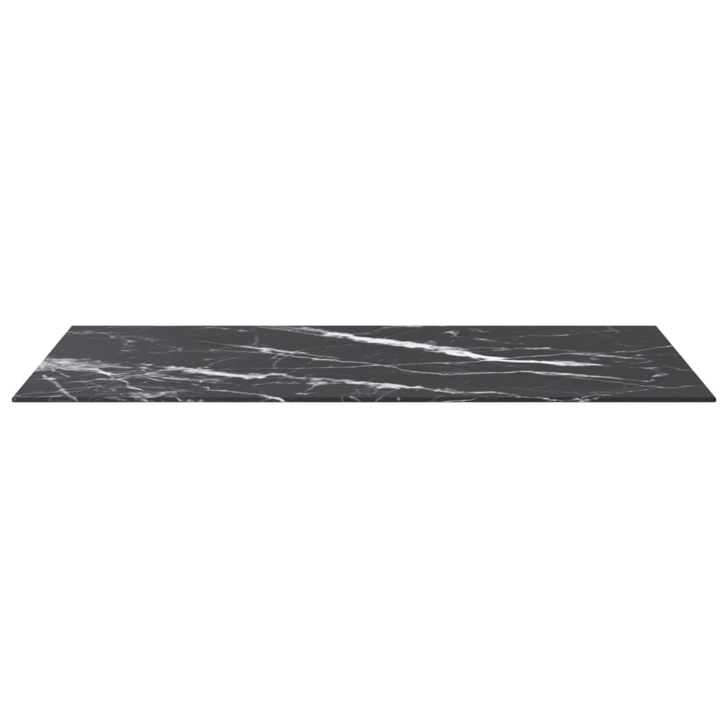 Stolna ploča crna 100 x 50 cm 6 mm staklena s mramornim uzorkom