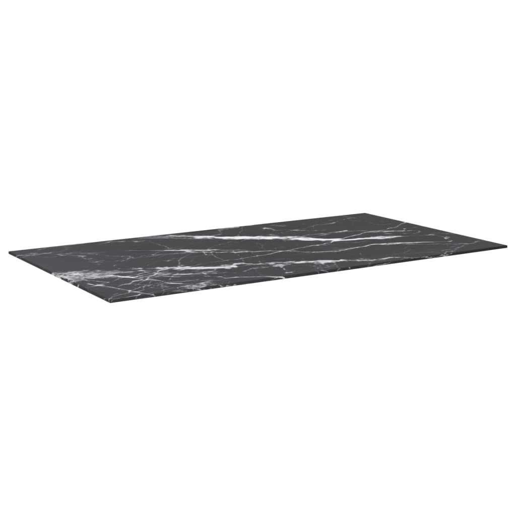 Stolna ploča crna 120 x 65 cm 8 mm staklena s mramornim uzorkom
