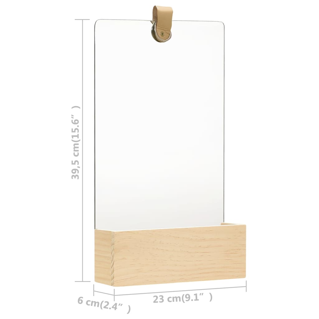 322802  Wall Mirror Solid Pinewood 23x39,5 cm