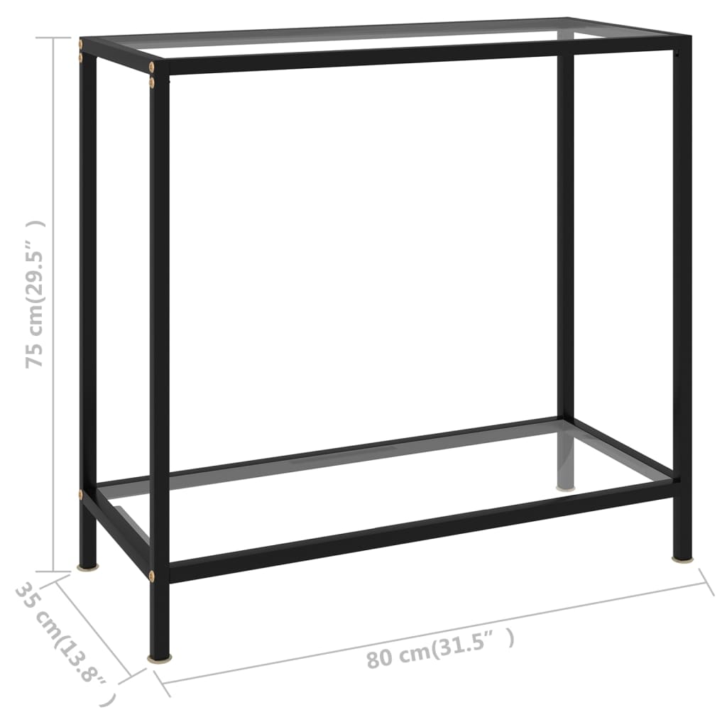 Konzolni stol prozirni 80 x 35 x 75 cm od kaljenog stakla
