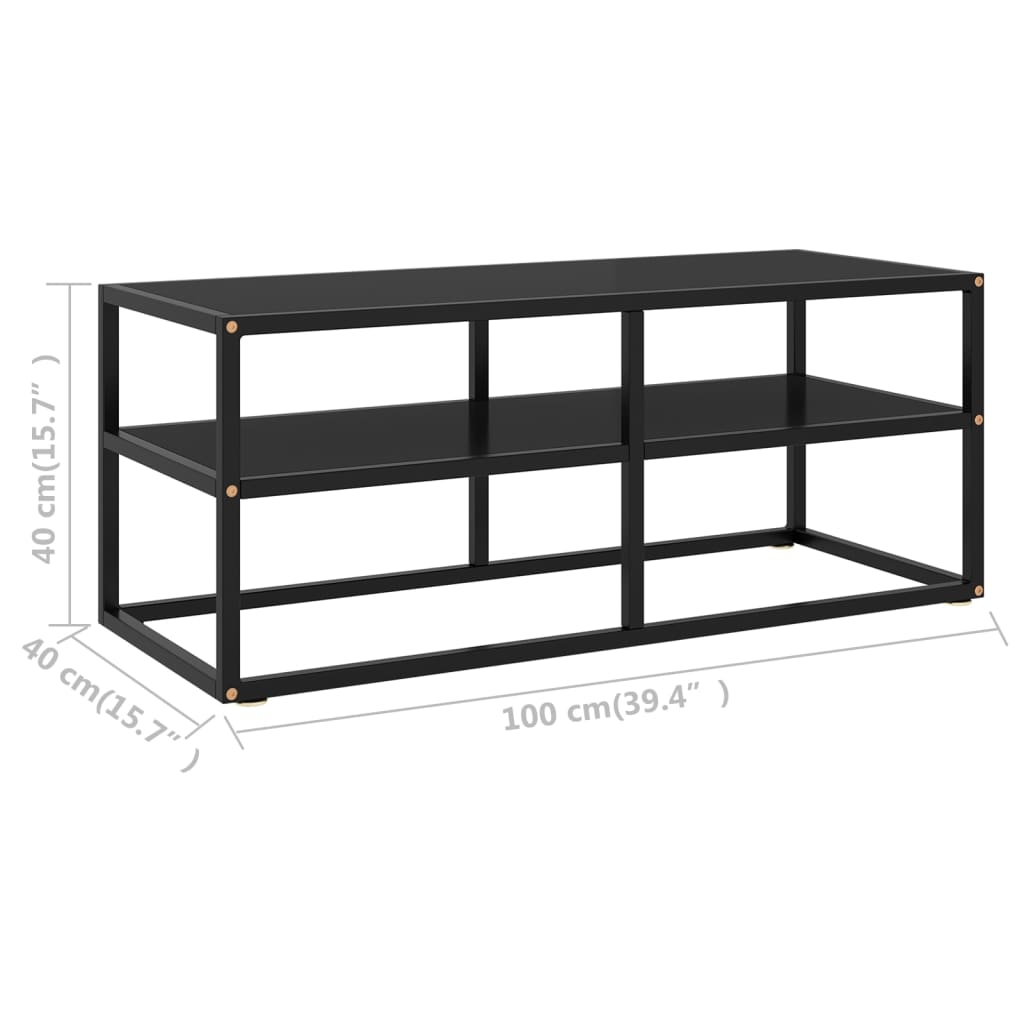 TV ormarić crni s crnim staklom 100 x 40 x 40 cm