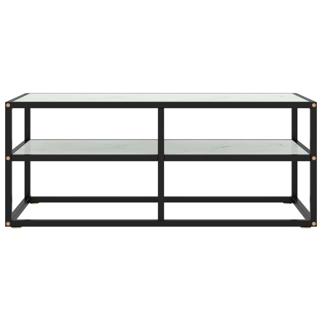 TV ormarić crni s bijelim mramornim staklom 100 x 40 x 40 cm
