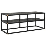 TV ormarić crni s crnim mramornim staklom 100 x 40 x 40 cm