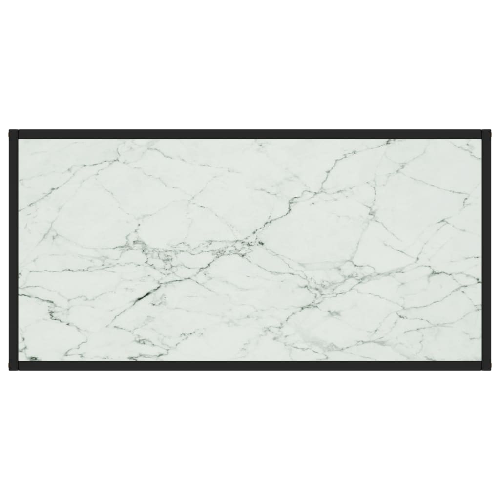 Stolić za kavu crni s bijelim mramornim staklom 100x50x35 cm