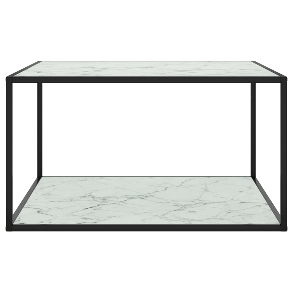 Stolić za kavu crni s bijelim mramornim staklom 90 x 90 x 50 cm