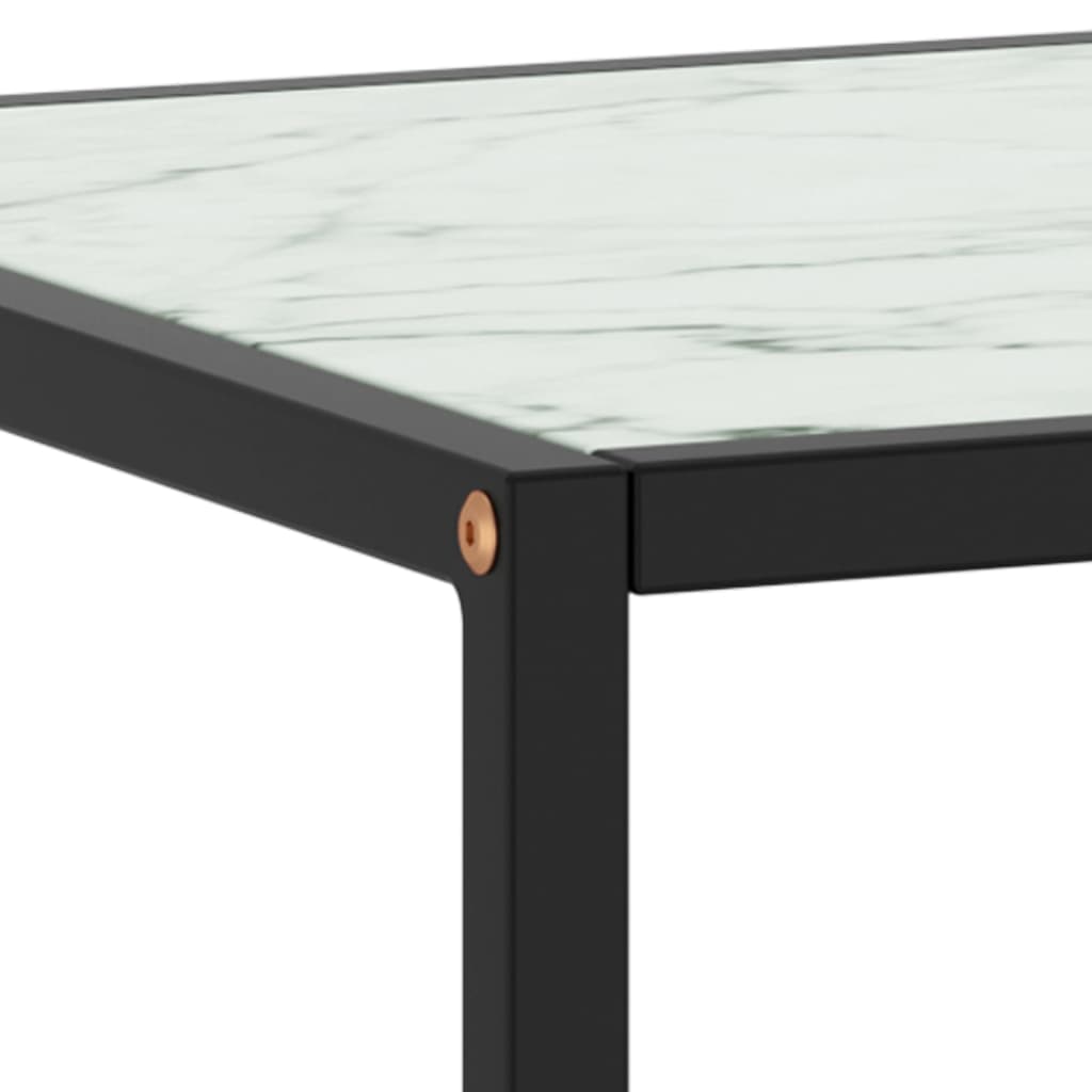 Stolić za kavu crni s bijelim mramornim staklom 90 x 90 x 50 cm