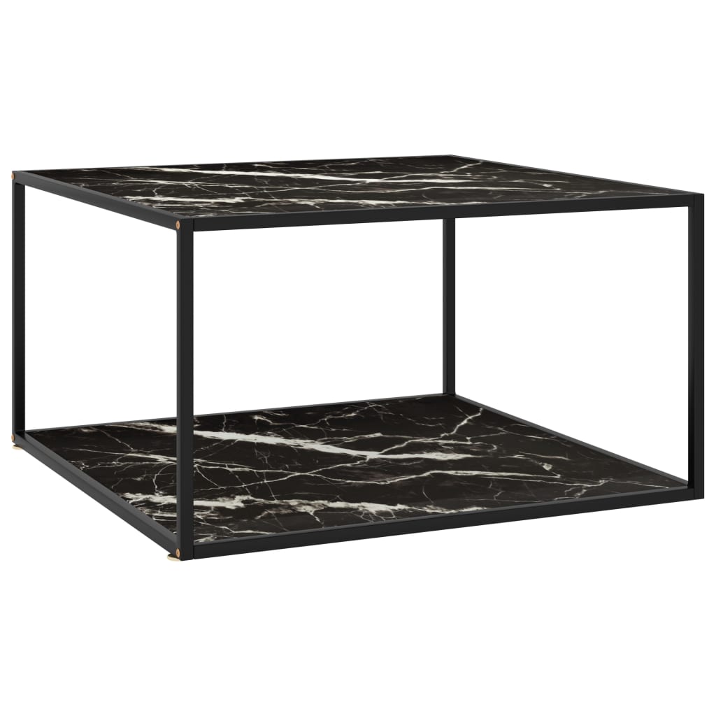 Stolić za kavu crni s crnim mramornim staklom 90 x 90 x 50 cm