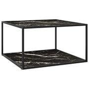 Stolić za kavu crni s crnim mramornim staklom 90 x 90 x 50 cm