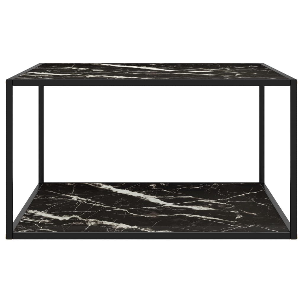 Stolić za kavu crni s crnim mramornim staklom 90 x 90 x 50 cm