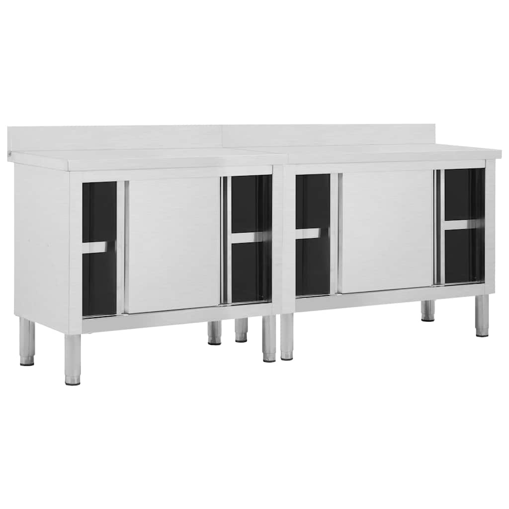 Radni stolovi s kliznim vratima 2 kom 200x50x(95-97)cm cm čelik