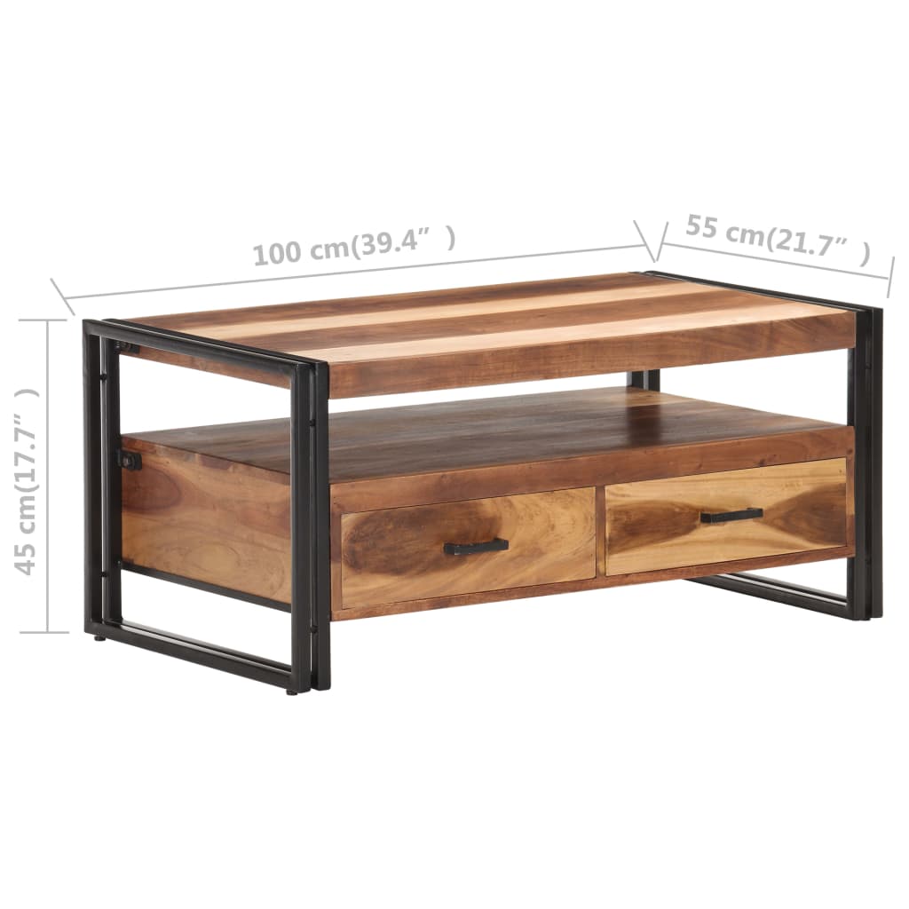 Stolić za kavu 100 x 55 x 45 cm od masivnog bagremovog drva