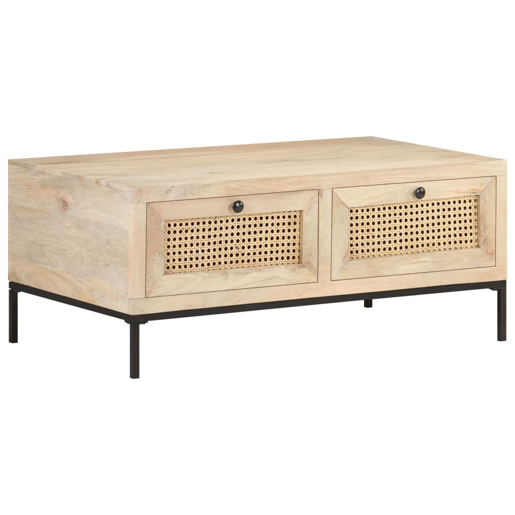 Stolić za kavu 90x50x37 cm masivno drvo manga i prirodna trska