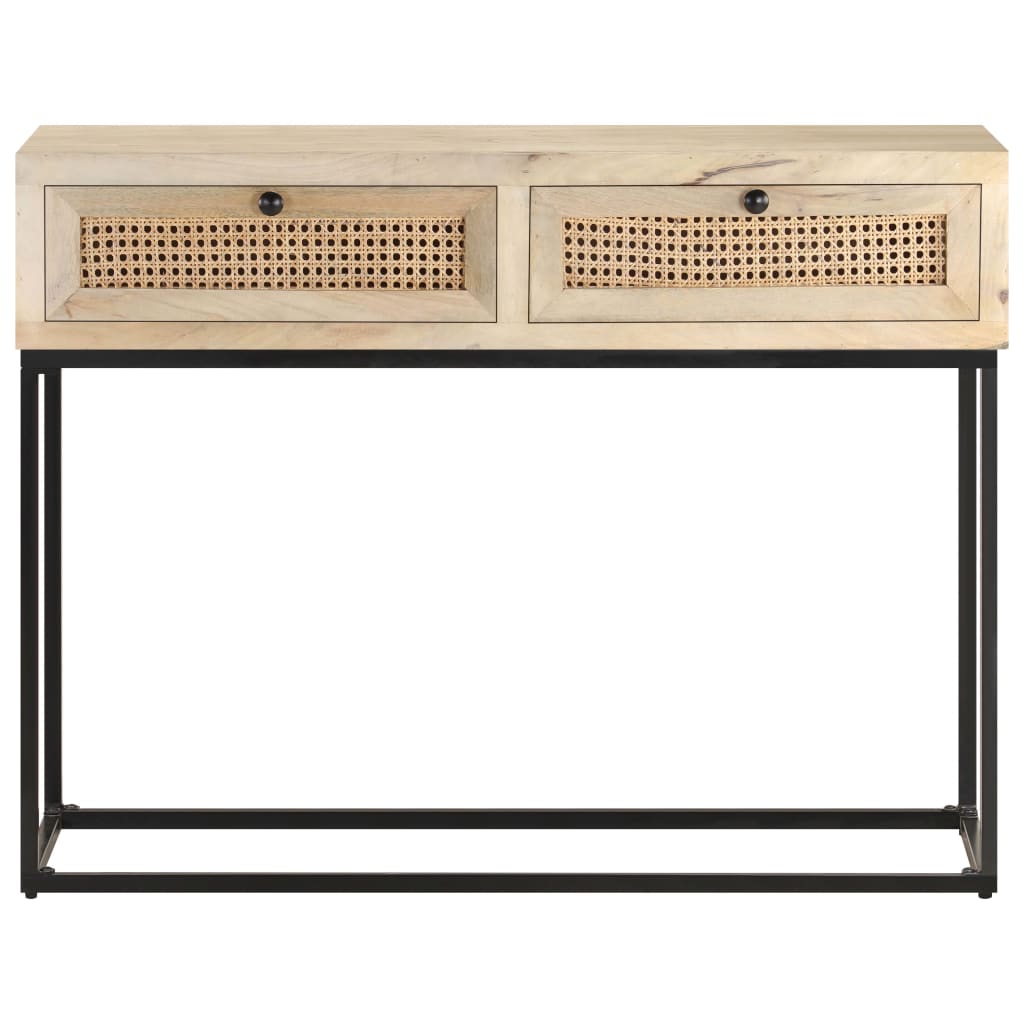 Konzolni stol 100x35x76 cm masivno drvo manga i prirodna trska
