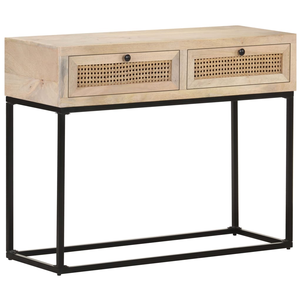 Konzolni stol 100x35x76 cm masivno drvo manga i prirodna trska