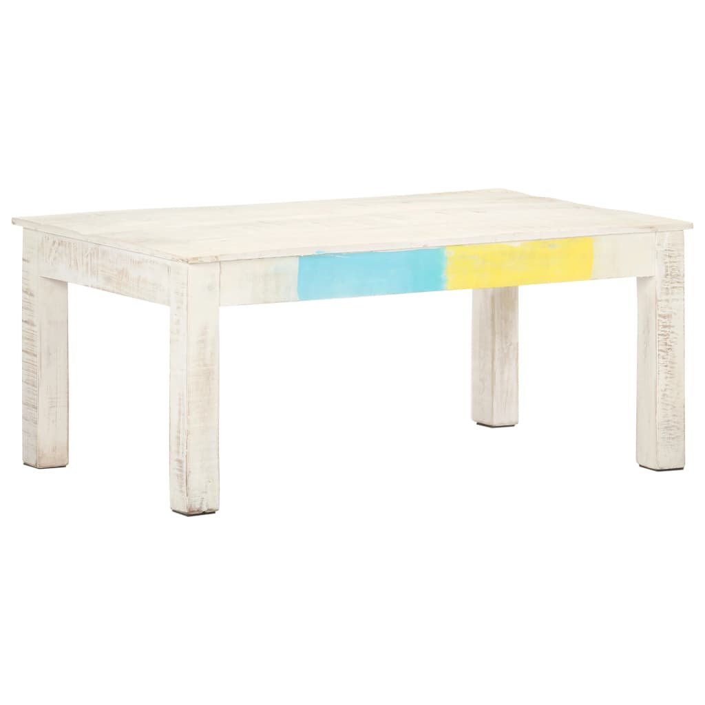 Stolić za kavu bijeli 110 x 60 x 45 cm od masivnog drva manga