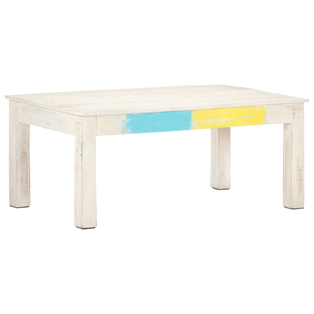 Stolić za kavu bijeli 110 x 60 x 45 cm od masivnog drva manga
