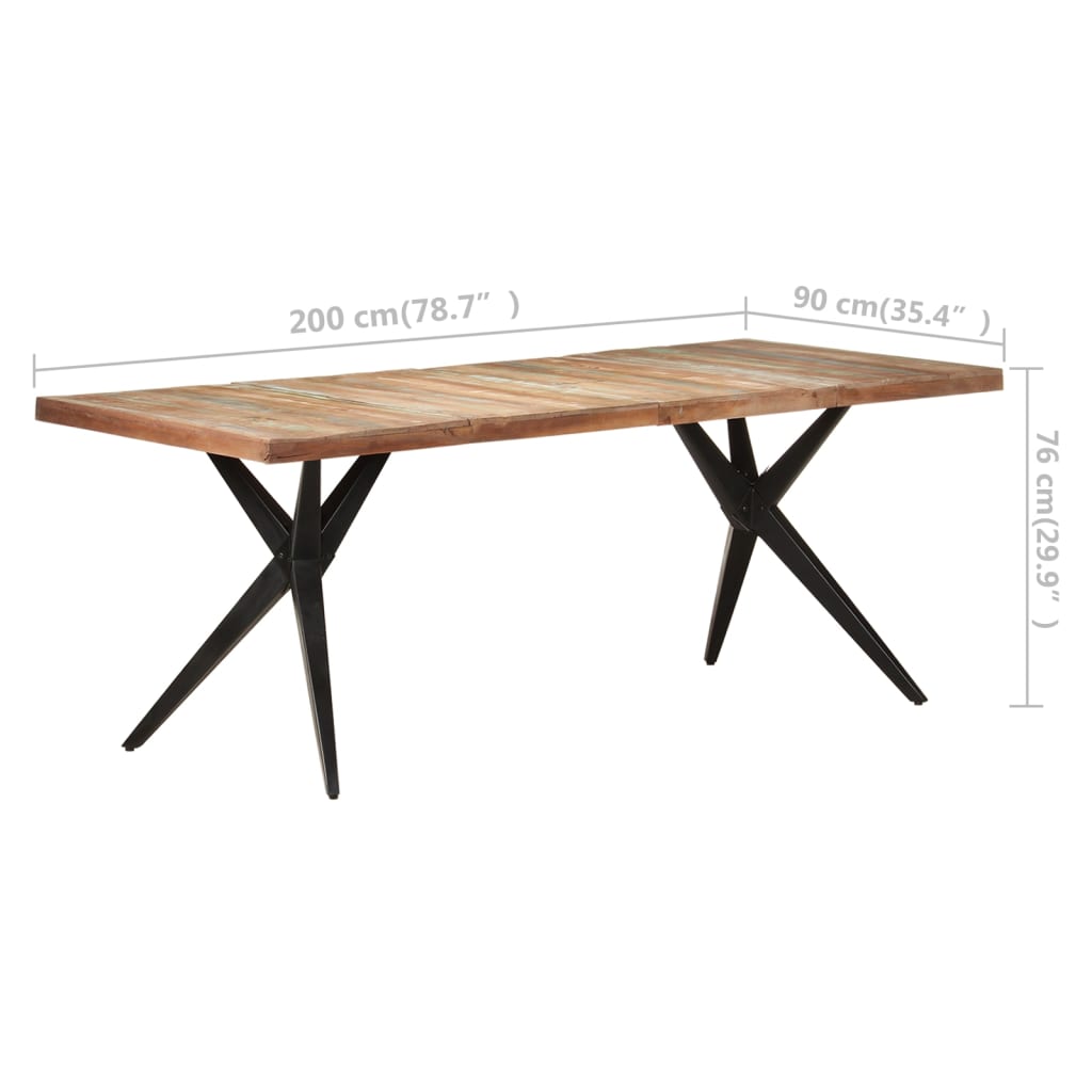 Blagovaonski stol 200 x 90 x 76 cm od masivnog obnovljenog drva