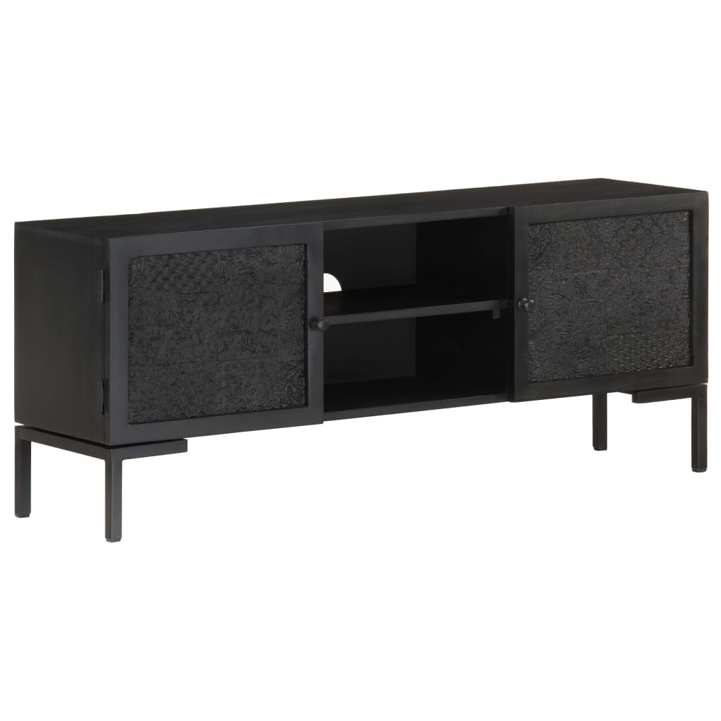 TV ormarić crni 115 x 30 x 46 cm od masivnog drva manga