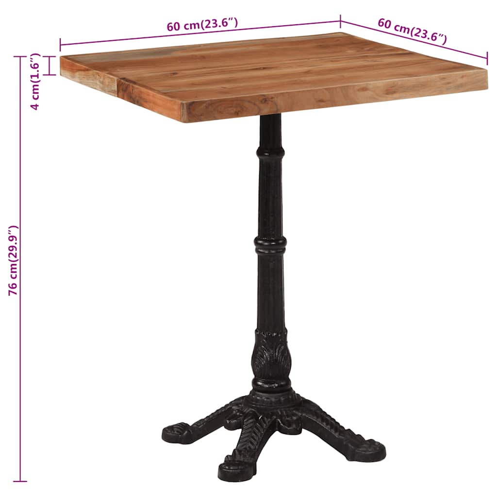 Bistro stolić 60 x 60 x 76 cm od masivnog bagremovog drva