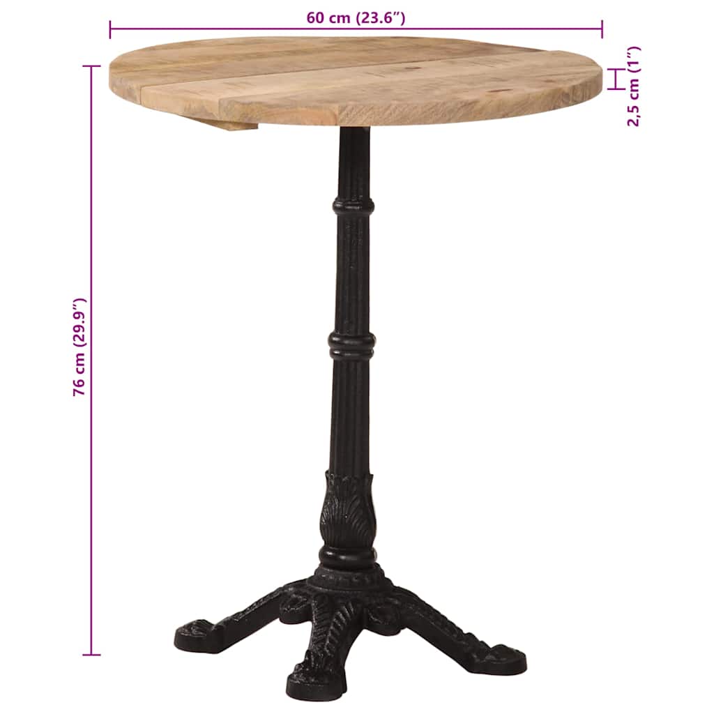 Bistro stolić Ø 60 x 76 cm od grubog drva manga