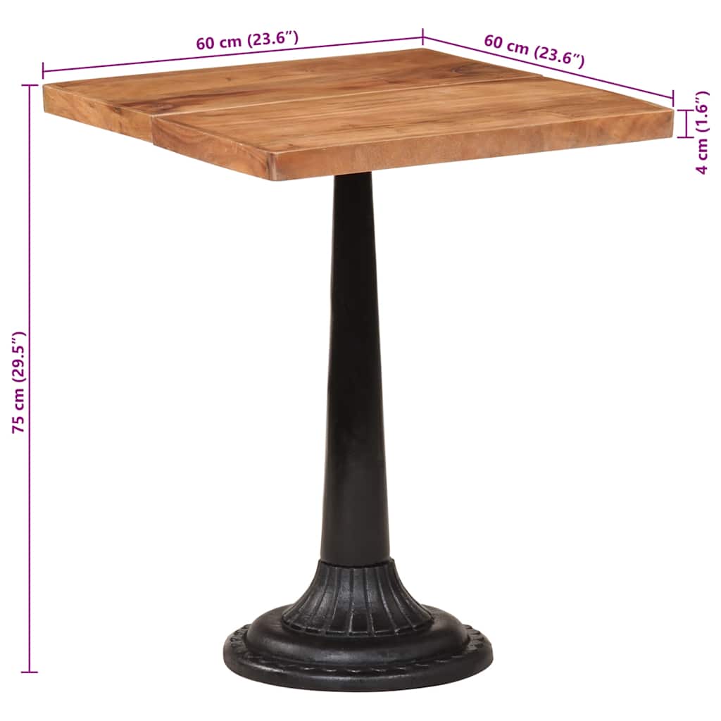 Bistro stolić 60 x 60 x 76 cm od masivnog bagremovog drva