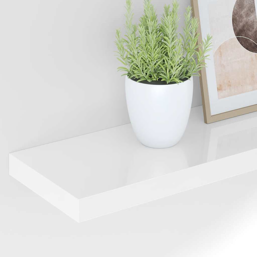 Plutajuća zidna polica visoki sjaj bijela 60x23,5x3,8 cm MDF