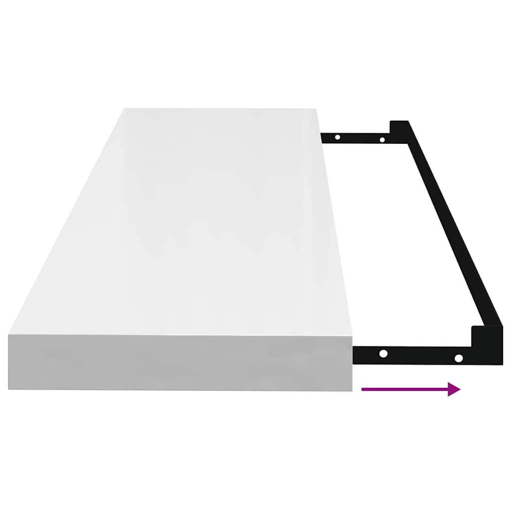 Plutajuća zidna polica visoki sjaj bijela 80x23,5x3,8 cm MDF